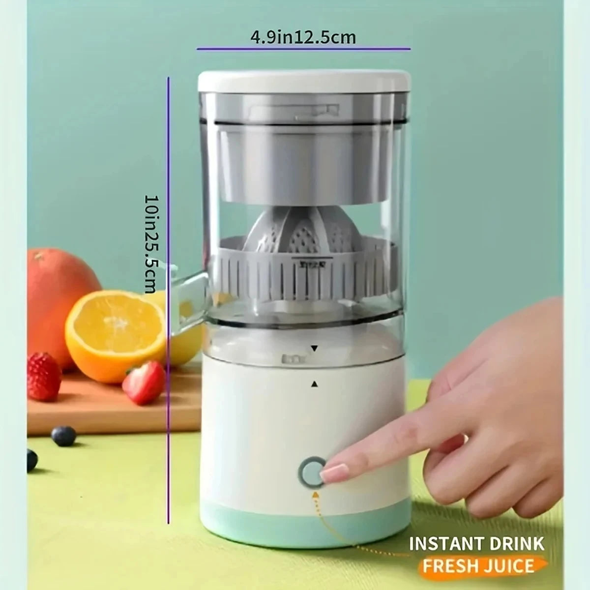 The electric citrus juicer with USB connection offers efficient juicing with easy connectivity. Compact, sleek design.